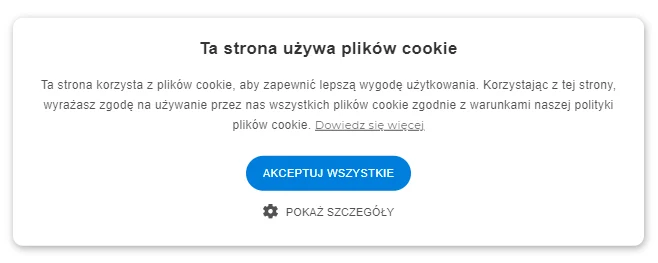 Okno komunikatu zgody na cookie z cookie script com